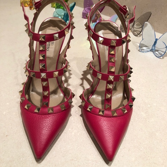 Valentino Shoes - Valentino Hot Pink Rock Stud Heels